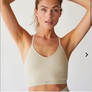 Set Active | Sculptflex Ribbed V Bra | Oat Milk | Small